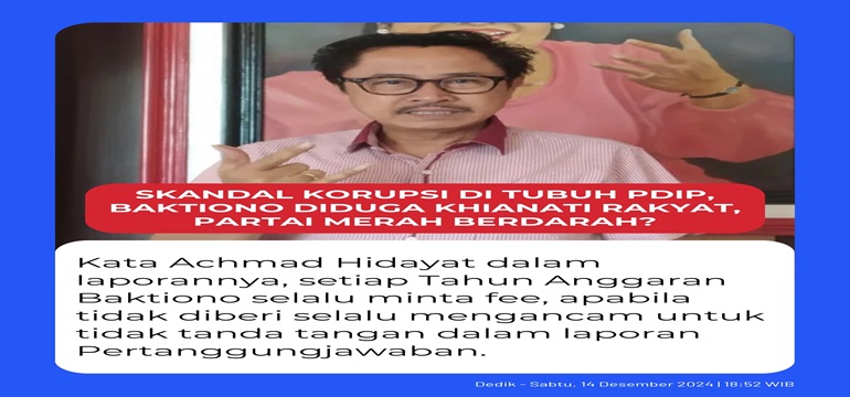 Sekretaris DPC PDIP Kota Surabaya Baktiono Dilaporkan ke DPP PDI Perjuangan, Terkait Dana Banpol